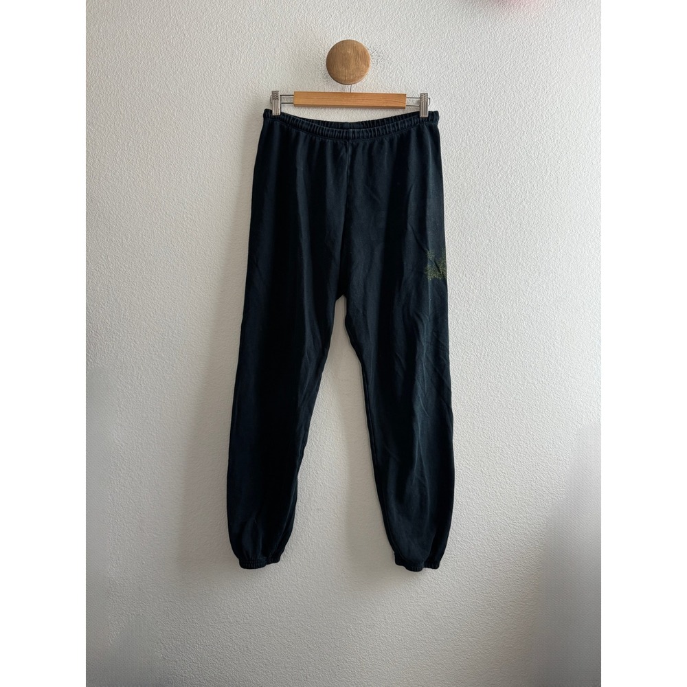 Free City Black Cotton Fleece Sweatpants Sparrow Logo Joggers Womens Small